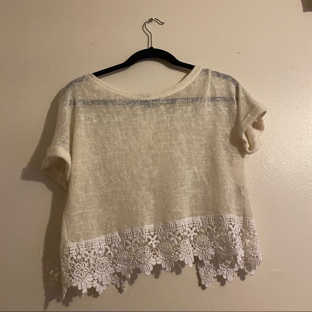 Open back lace sheer top